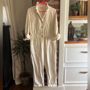 Cream Denim Jumpsuit